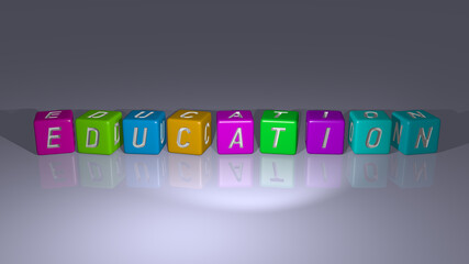 combination of EDUCATION built by cubic letters from the top perspective, excellent for the concept presentation. illustration and background
