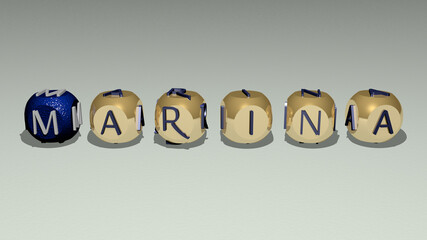 combination of MARINA built by cubic letters from the top perspective, excellent for the concept presentation. bay and city