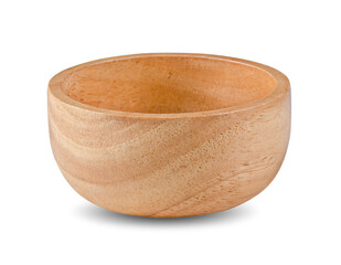 wooden bowl isolated on white background