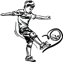 boy soccer player silhouette vector