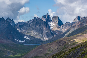 Spectacular Tombstone Territorial Park located in Northern Canada, Yukon Territory during the summertime featuring Grizzly Lake.