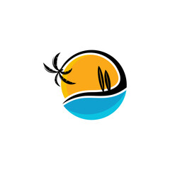 Summer Beach logo design Vector, Beach logo template design concept, Creative icon