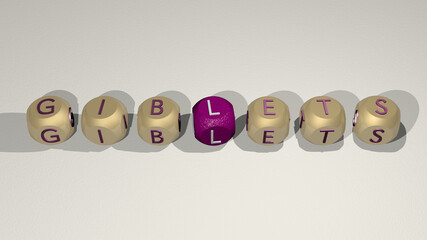 combination of Thanksgiving: giblets built by cubic letters from the top perspective, excellent for the concept presentation