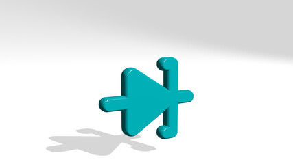 Fototapeta premium electronics tunnel diode made by 3D illustration of a shiny metallic sculpture with the shadow on light background. computer and digital