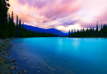 Colorful Sunrise Over Mountain River