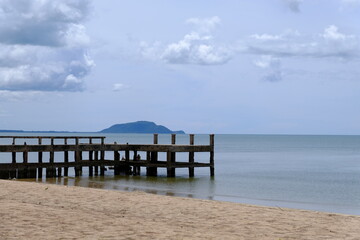 View on ship pear in a sea gulf