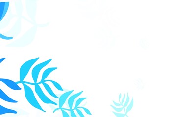 Light BLUE vector doodle layout with leaves.