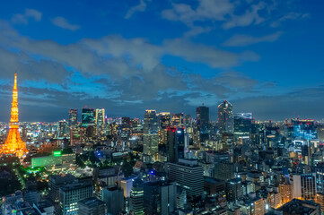 東京都港区浜松町から見た夜の東京の都市景観