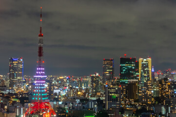 東京都港区浜松町から見た夜の東京の都市景観