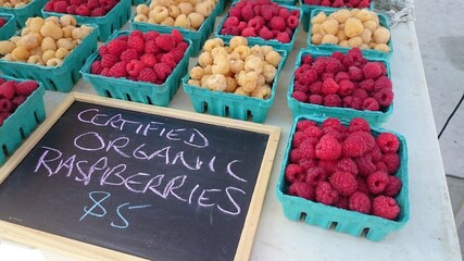 Raspberries in a Farmer's market