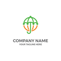 Global Umbrella Environment Protect Vector Abstract Illustration Logo Icon Design Template Element