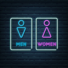 men and women restroom neon sign