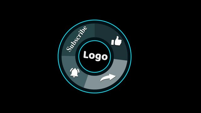 Animation of a Subscribe and Likes and Notification Button of social media icon on black screen