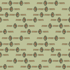 Seamless vector illustration of geometric tribal motif triangle on pastel brown background