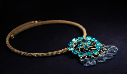 Blue diamond stones pendant, Indian Traditional jewelry