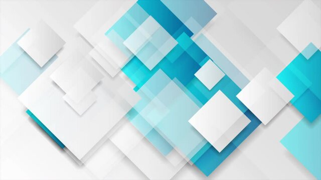 Blue and grey glossy squares abstract tech motion design