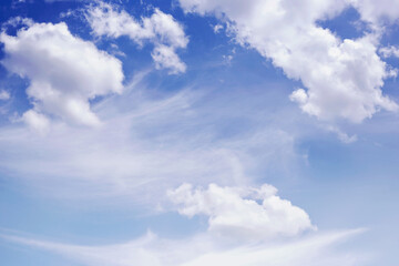 The sky is blue with beautiful clouds.
