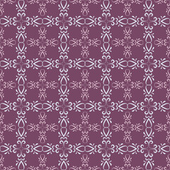 Damask Seamless pattern, wallpaper texture, elegant background pattern. Purple and white colors. Sample template. For fabrics, covers, posters, wallpapers. Vector background image
