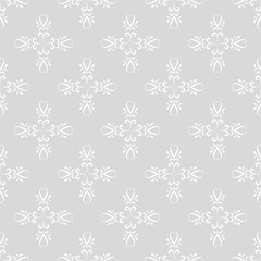 Seamless floral pattern, wallpaper texture, elegant background pattern. Sample template. Gray and white colors. For fabrics, covers, posters, wallpapers. Vector background image