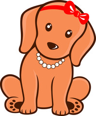 Simple Design of Puppy with Necklace and headband