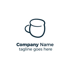 line coffee cup logo design icon vector illustration simple line
