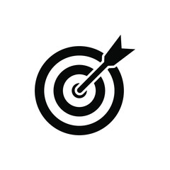 arrow and dartboard in accuracy, accurate shot and perfect focus. symbol of target icon solid, goal strategy, mission. Modern flat design concept. Vector illustration Design on white background EPS 10