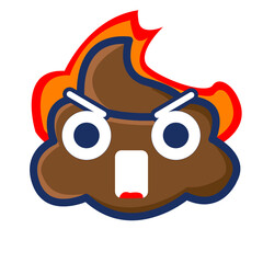 Angry Cute Poop Emoji Vector Design