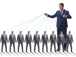 Boss employee manipulating his staff in business concept
