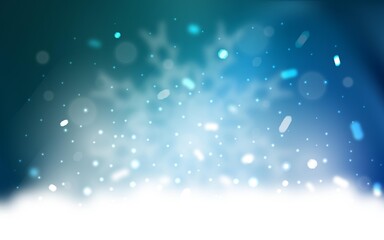 Fototapeta na wymiar Vector layout with bright snowflakes. Snow on blurred abstract background with gradient. The pattern can be used for new year leaflets.