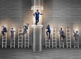 Businessmen in accelerated and fast promotion concept