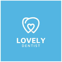 Heart Love with Teeth Tooth for Lovely Dentist Dental Dentistry logo design