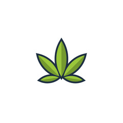 simple cannabis pot leaf clip art for cbd hemp marijuana icon logo design