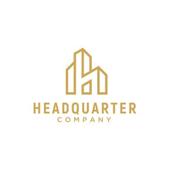Initial Letter H with Apartment Hotel Headquarter Building Real Estate Architecture Logo design
