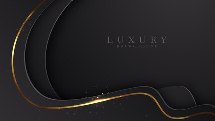 Modern luxury background vector overlap layer on dark and shadow black space with abstract style for design. graphic illustration Texture with line golden Sparkles glitters dots element decoration.