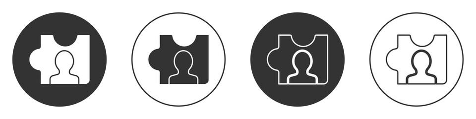 Black Head hunting icon isolated on white background. Business target or Employment sign. Human resource and recruitment for business. Circle button. Vector.