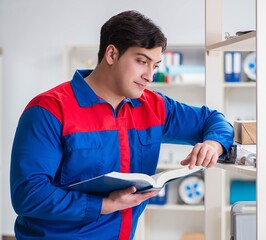 Man working in the postal warehouse