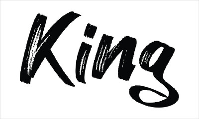 King Brush Hand drawn Typography Black text lettering and phrase isolated on the White background