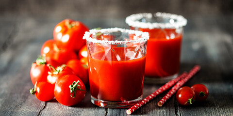 Glass of fresh tomato juice
