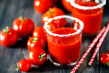 Glass of fresh tomato juice