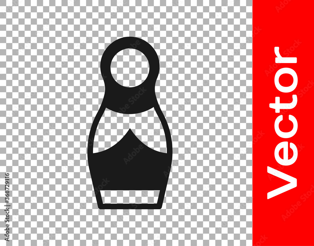 Wall mural Black Russian doll matryoshka icon isolated on transparent background. Vector.