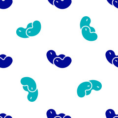 Blue Beans icon isolated seamless pattern on white background. Vector.