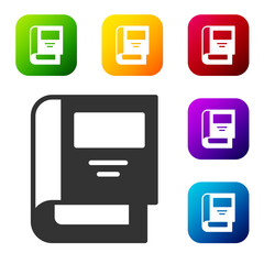 Black History book icon isolated on white background. Set icons in color square buttons. Vector.