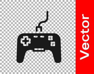 Black Gamepad icon isolated on transparent background. Game controller. Vector.