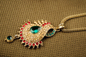 Diamond pendant with chain, Indian Traditional jewelry