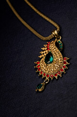 Diamond pendant with chain, Indian Traditional jewelry