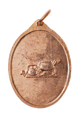 Small Buddha image or Amulet of .Thailand  isolate on  white background.