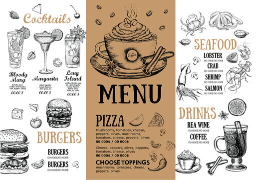 Restaurant menu design. Food flyer.