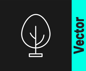 White line Tree icon isolated on black background. Forest symbol. Vector.