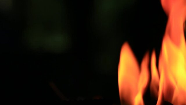 blurred of beautiful fire flames  on dark background.