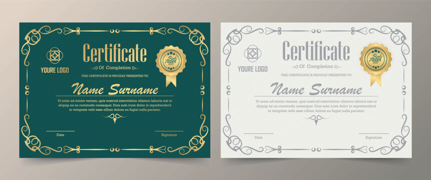 Certificate of appreciation template with vintage gold border - Vector